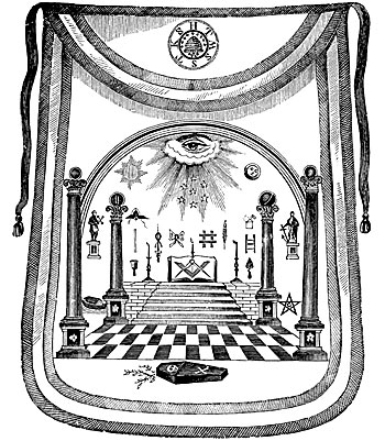 The Mason's Carpet - as represented on the masonic apron presented to George Washington by General Lafayette in 1784. From Robert Macoy, <i>Illustrated History and Cyclopedia of Freemasonry</i>. New York: Masonic Publishing Co., 1896: 85.
